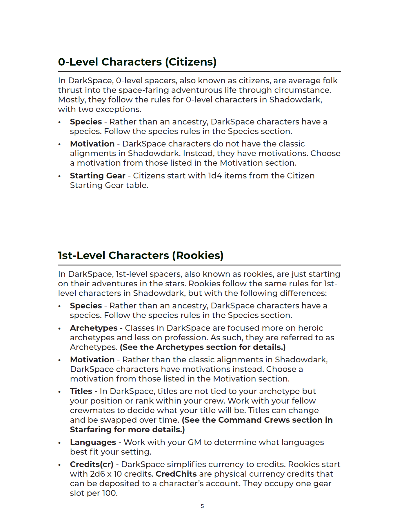DarkSpace RPG Core Rules - Science Fiction Rules for the Shadowdark RPG